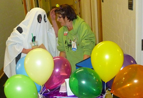 R.N. Halloween surprise: Nurses roved the facility with their flu shot cart, offering employees shots.