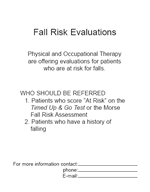 Fall Risk Evaluations Handout