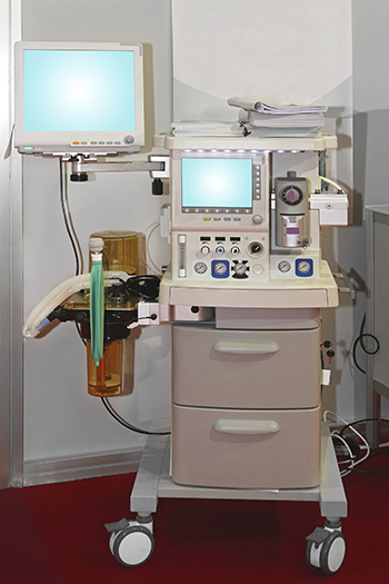 Various electonic medical devices ready for use in a hospital setting.